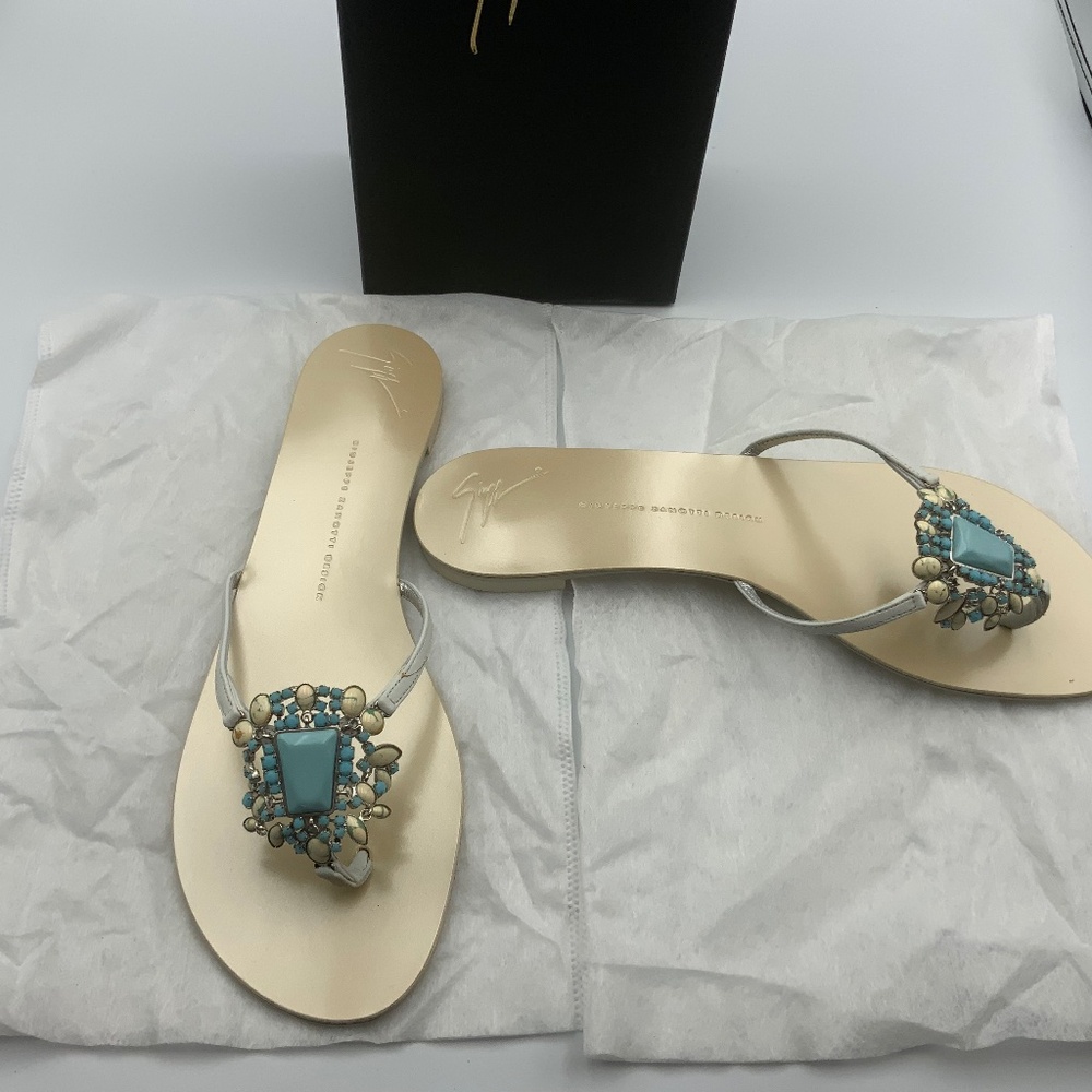 GUISEPPE ZANOTTI EMBELLISHED LEATHER SANDALS
